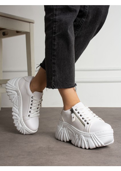Apex Beyaz Fermuar Detaylı Kadın Sneakers fırsatları