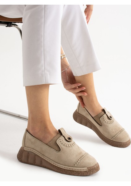 Orbit Krem Süet Kadın Loafer