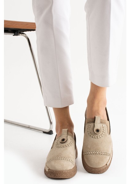 Orbit Krem Süet Kadın Loafer modelleri