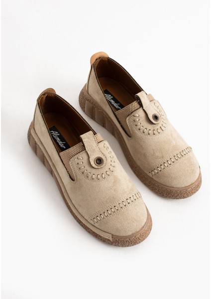 Orbit Krem Süet Kadın Loafer fırsatları