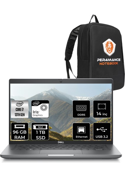 Latitude 5440 Intel Core I7 1370P 96GB 1tb SSD 14" Fhd Fdos Taşınabilir Bilgisayar & Per4 Çanta XCTOL544014UP338