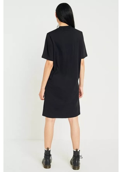 Grafitici Astronot Siyah Kısa Kol Diz Üstü Orta Boy Penye Elbise modelleri