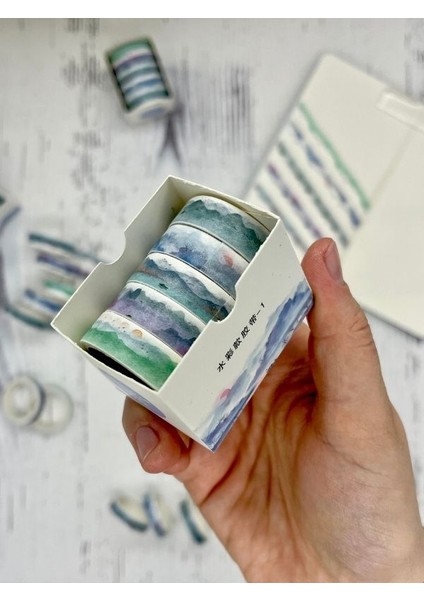 Okyanus ve Dalgalar Temalı Romantik 5’li Washi Bant Set/washi Tape/bullet Journal/strapbook/defter Süsleme fiyatları