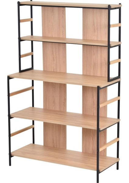 Rafito Metal & Ahşap Bohem 5 Raflı Mdf Çok Amaçlı Kahve Köşesi Mutfak Rafı