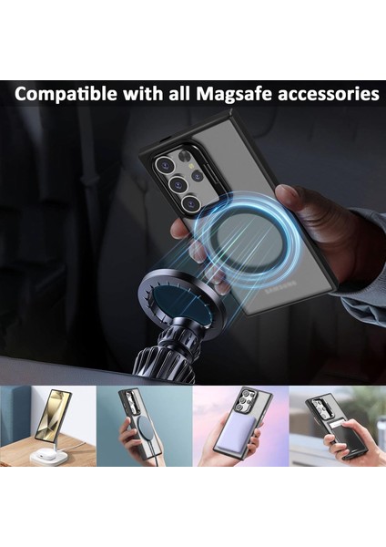 Samsung Galaxy S24 Ultra Kılıf Standlı Mat Magsafe Hassas Butonlu Metal Tuşlu Kamera Lens Hediyeli Kapak