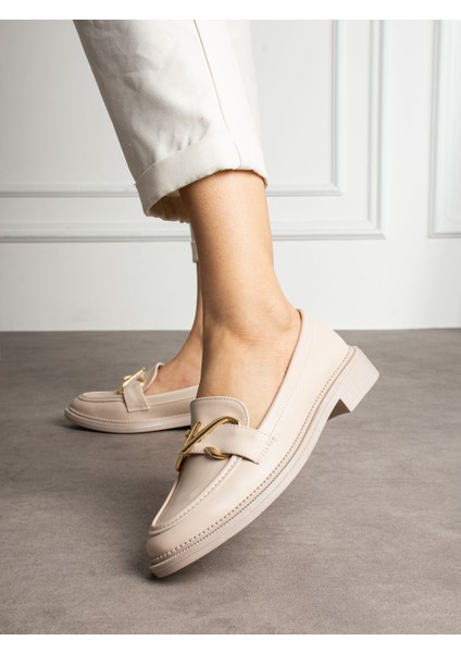 Vibe Krem Toka Detay Kadın Loafer modelleri