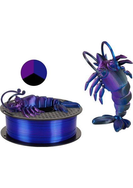 Üç Renk Silk Pla Filament - Siyah, Mor, Mavi - 1.75MM - 1kg