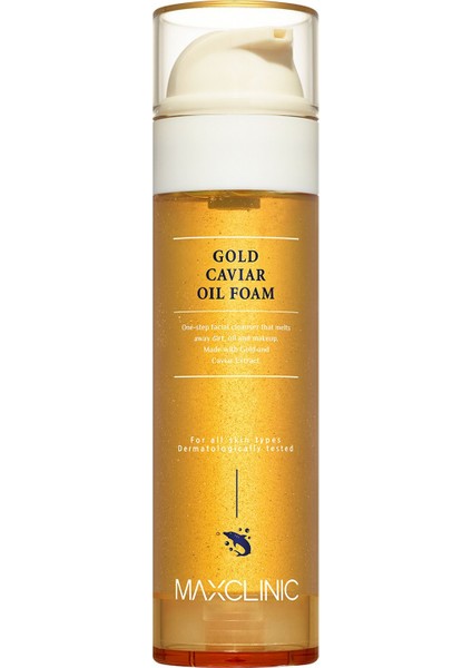 Altın ve Havyar Içeren Tek Adımda Çift Aşamalı Yüz Temizleyici Maxclınıc Gold Caviar Oil Foam
