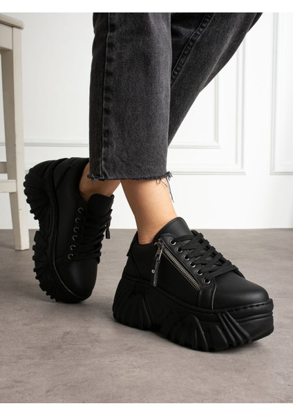 Apex Siyah Fermuar Detaylı Kadın Sneakers