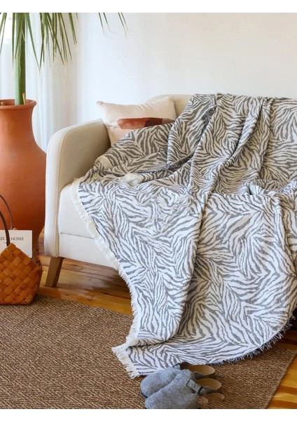 60 x 210 cm Zebra Desenli Koltuk Örtüsü, Tek Kişilik Pike, Tek Kişilik Yatak Örtüsü, Tv Battaniyesi