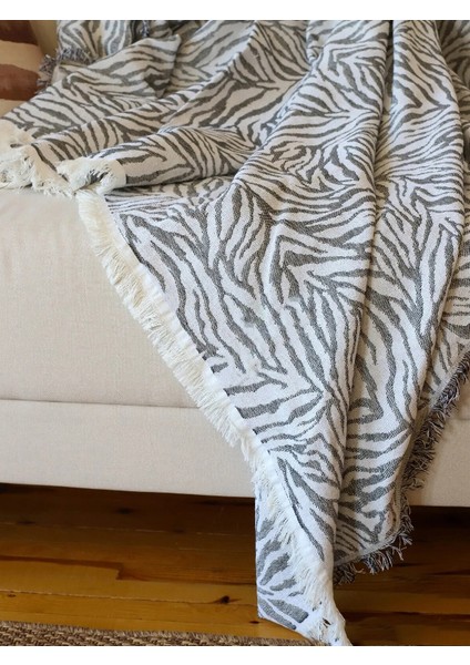 60 x 210 cm Zebra Desenli Koltuk Örtüsü, Tek Kişilik Pike, Tek Kişilik Yatak Örtüsü, Tv Battaniyesi