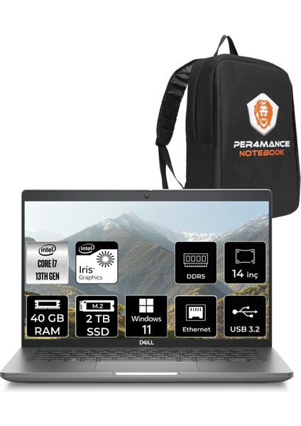 Latitude 5440 Intel Core I7 1370P 40GB 2tb SSD 14" Fhd Windows 11 Pro Taşınabilir Bilgisayar & Per4 Çanta XCTOL544014UP404