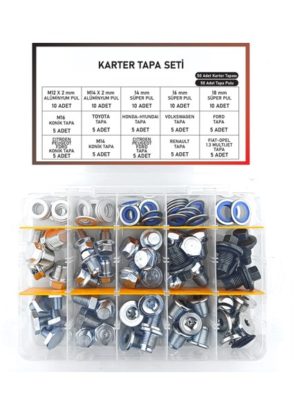 100 Parça Karter Tapa ve Pul Seti - Organizer Kutu Hediyeli