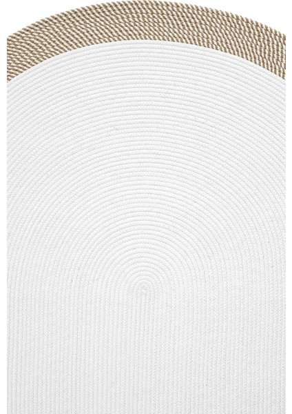 Milda 123 Beyaz Kahve Jüt Hasırlı El Örgüsü Çift Taraflı Kilim Oval Jüt Halı fiyatları
