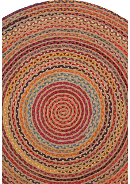 Milda 120 Multi Jüt Hasırlı El Örgüsü Çift Taraflı Kilim Renkli Yuvarlak Jüt Halı fiyatları