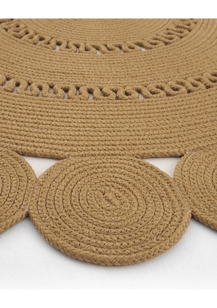 Milda 121 Kahverengi Jüt Hasırlı El Örgüsü Çift Taraflı Kilim Oval Jüt Halı