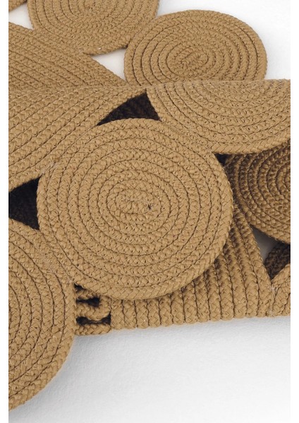 Milda 121 Kahverengi Jüt Hasırlı El Örgüsü Çift Taraflı Kilim Oval Jüt Halı