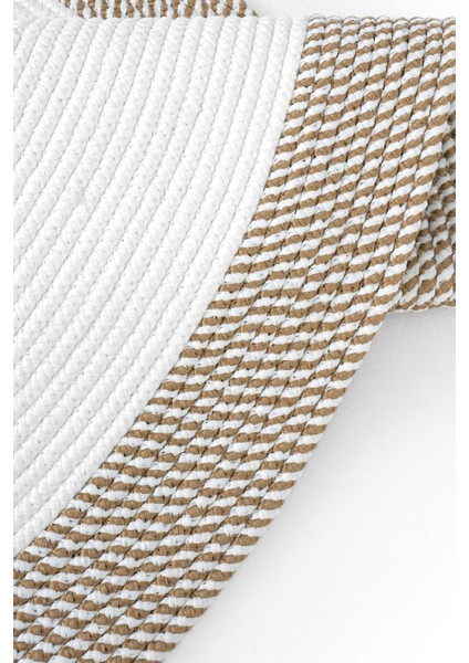 Milda 123 Beyaz Kahve Jüt Hasırlı El Örgüsü Çift Taraflı Kilim Oval Jüt Halı indirimleri