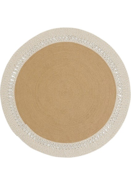 Milda 122 Kahverengi Jüt Hasırlı El Örgüsü Çift Taraflı Kilim Yuvarlak Jüt Halı