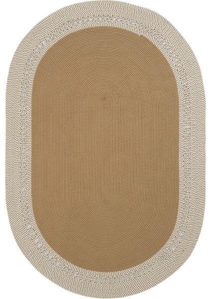 Milda 122 Kahverengi Jüt Hasırlı El Örgüsü Çift Taraflı Kilim Oval Jüt Halı