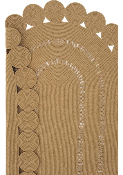 Milda 121 Kahverengi Jüt Hasırlı El Örgüsü Çift Taraflı Kilim Oval Jüt Halı