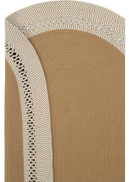 Milda 122 Kahverengi Jüt Hasırlı El Örgüsü Çift Taraflı Kilim Oval Jüt Halı