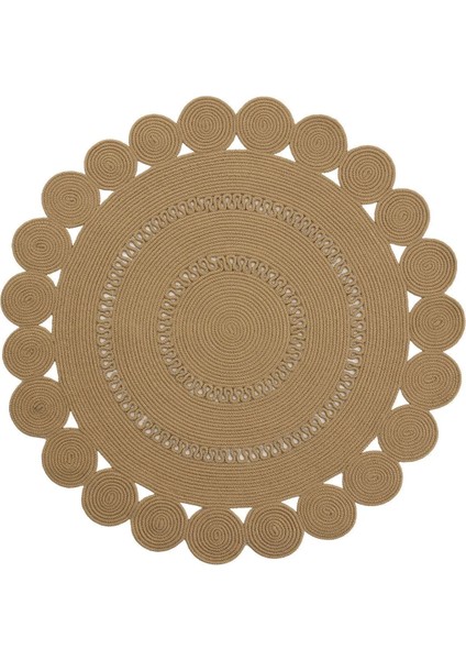 Milda 121 Kahverengi Jüt Hasırlı El Örgüsü Çift Taraflı Kilim Yuvarlak Jüt Halı
