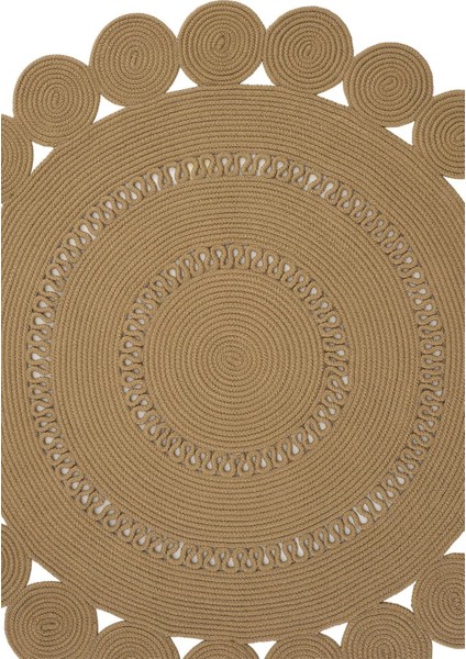 Milda 121 Kahverengi Jüt Hasırlı El Örgüsü Çift Taraflı Kilim Yuvarlak Jüt Halı fiyatları