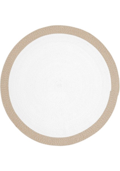 Milda 123 Beyaz Kahve Jüt Hasırlı El Örgüsü Çift Taraflı Kilim Yuvarlak Jüt Halı
