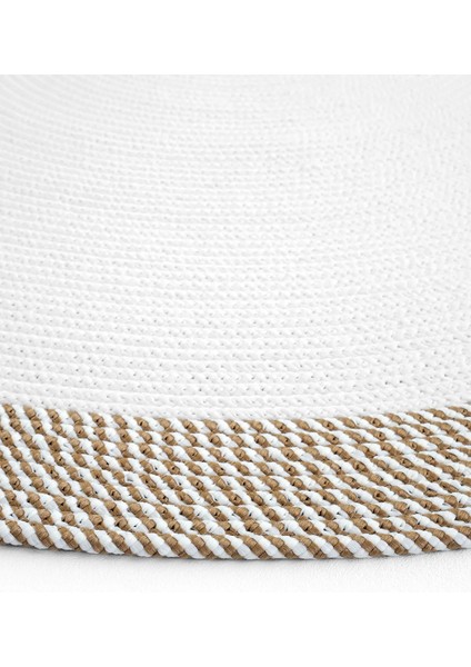 Milda 123 Beyaz Kahve Jüt Hasırlı El Örgüsü Çift Taraflı Kilim Yuvarlak Jüt Halı fırsatları