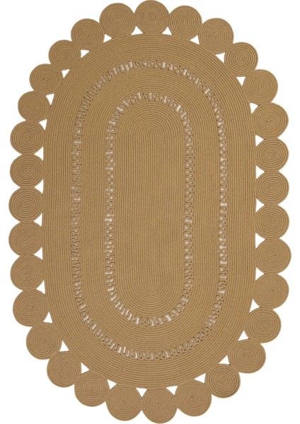 Milda 121 Kahverengi Jüt Hasırlı El Örgüsü Çift Taraflı Kilim Oval Jüt Halı