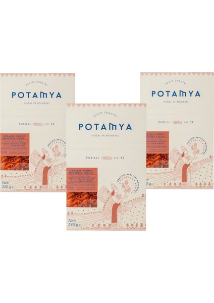 Organik Glutensiz Kırmızı Mercimek Fusilli 240 gr x3