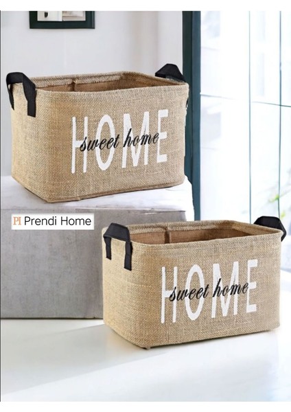 2'li Home Set Jüt, Dolap Içi Çamaşır Çocuk Odası Oyuncak Düzenleyici Katlanır, Saklama Sepeti Organizer