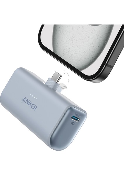 Nano Powerbank (22.5W, Dahili USB-C Bağlantı Noktası) - Mavi - A1653 (Anker Türkiye Garantili)