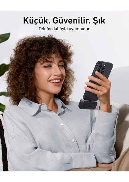Nano Powerbank (22.5W, Dahili USB-C Bağlantı Noktası) - Mavi - A1653 (Anker Türkiye Garantili)
