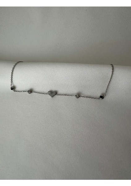 Silver Kalpli ve Taşlı Çelik Halhal