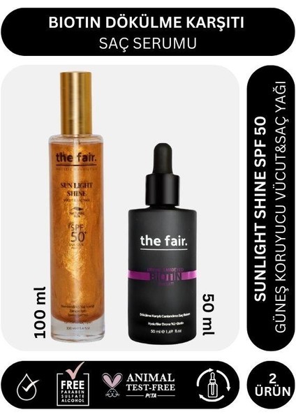 Biotin Drone Targeted 50 ml Saç Serumu ve Shine Spf 50 Güneş Koruyucu Saç Yağı 100 ml