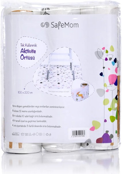 Bebek Çocuk Tek Kullanımlık Kağıt Aktivite Örtüsü - Mama Sandalyesi Örtüsü - Dinazorlar modelleri
