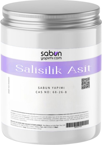 Salisilik Asit 100 gr – Sabun ve Kozmetik Ürünleri Için ve Siyah Nokta Karşıtı Bileşen