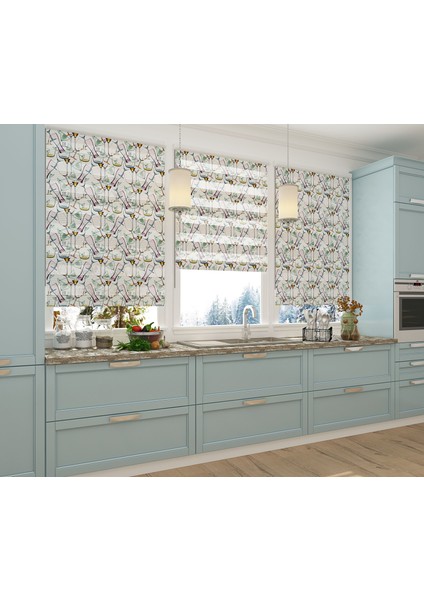 93000-MUTFAK ve Restorantlar Için Şık Bardak Desenli Dijital Baskılı Zebra Stor Perde fiyatları