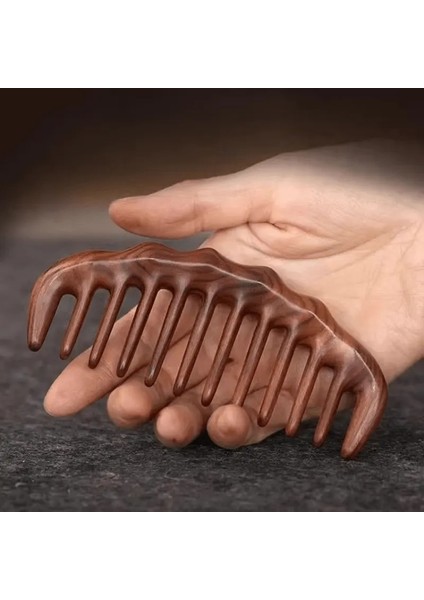 Kıvırcık Saçlar Için Ahşap Sandal Ağacı Geniş Seyrek Dişli Tarak AT-129 - 12 cm Mini Boy Tarağı modelleri