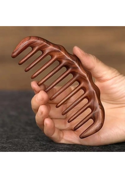 Kıvırcık Saçlar Için Ahşap Sandal Ağacı Geniş Seyrek Dişli Tarak AT-129 - 12 cm Mini Boy Tarağı fırsatları