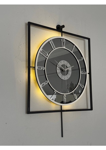 Işıklı Metal Duvar Saati - 46-60 Cm, Aynalı Tasarım
