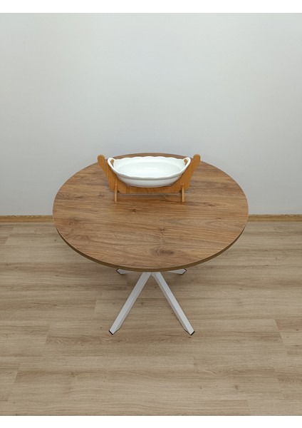 Evko Mobilya, Masa, Yuvarlak Masa, Ahşap Masa, Mutfak Yemek Masası, Balkon Masası, Metal Ayaklı Masa, 80 cm