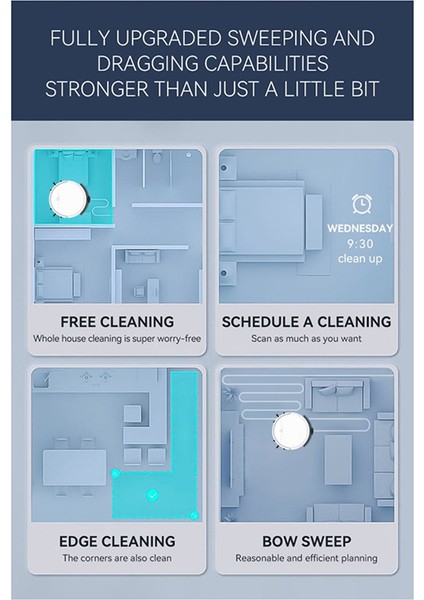 3'ü 1 Arada Akıllı Süpürme Robotu Ev Mini Süpürge ve Vakumlama Kablosuz Vakumlu Süpürge Robotları (Mavi) (Yurt Dışından) fırsatları