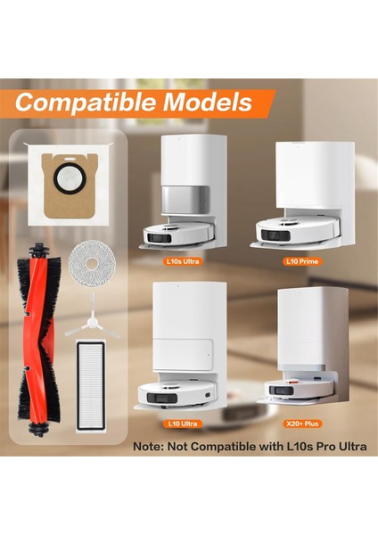 X20+/X10+ Plus, L10S ULTRA/L10 Prime Robot Süpürge Fırça Filtreleri Paspas Torbaları (Yurt Dışından)