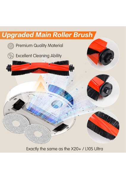 X20+/X10+ Plus, L10S ULTRA/L10 Prime Robot Süpürge Fırça Filtreleri Paspas Torbaları (Yurt Dışından)