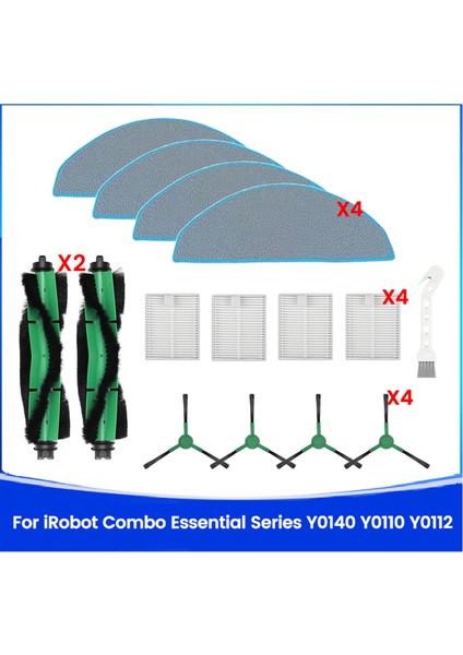 Essential Serisi Y0140 Y0110 Y0112 Robot Süpürge Aksesuarları Ana Yan Fırça Filtre Paspas Pedi Seti (Yurt Dışından)