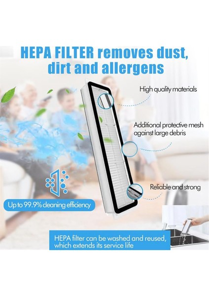Bot D9 Plus Robot Süpürge Için Aksesuar Seti Ana Yan Fırça Paspas Bezi Bez Hepa Filtre Toz Torbası Parçaları (Yurt Dışından)