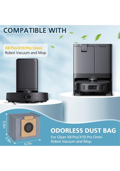 Clean X8 Pro X10 Omni Robot Vakumlu Otomatik Boşaltma Istasyonu Yedek Toz Torbası Için 12 Paket Yedek Toz Torbası (Yurt Dışından)